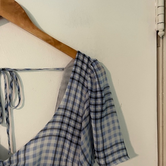 Urban Outfitters Gingham Spring Shower Chiffon Tie-Back Mini Dress - Picture 9 of 13